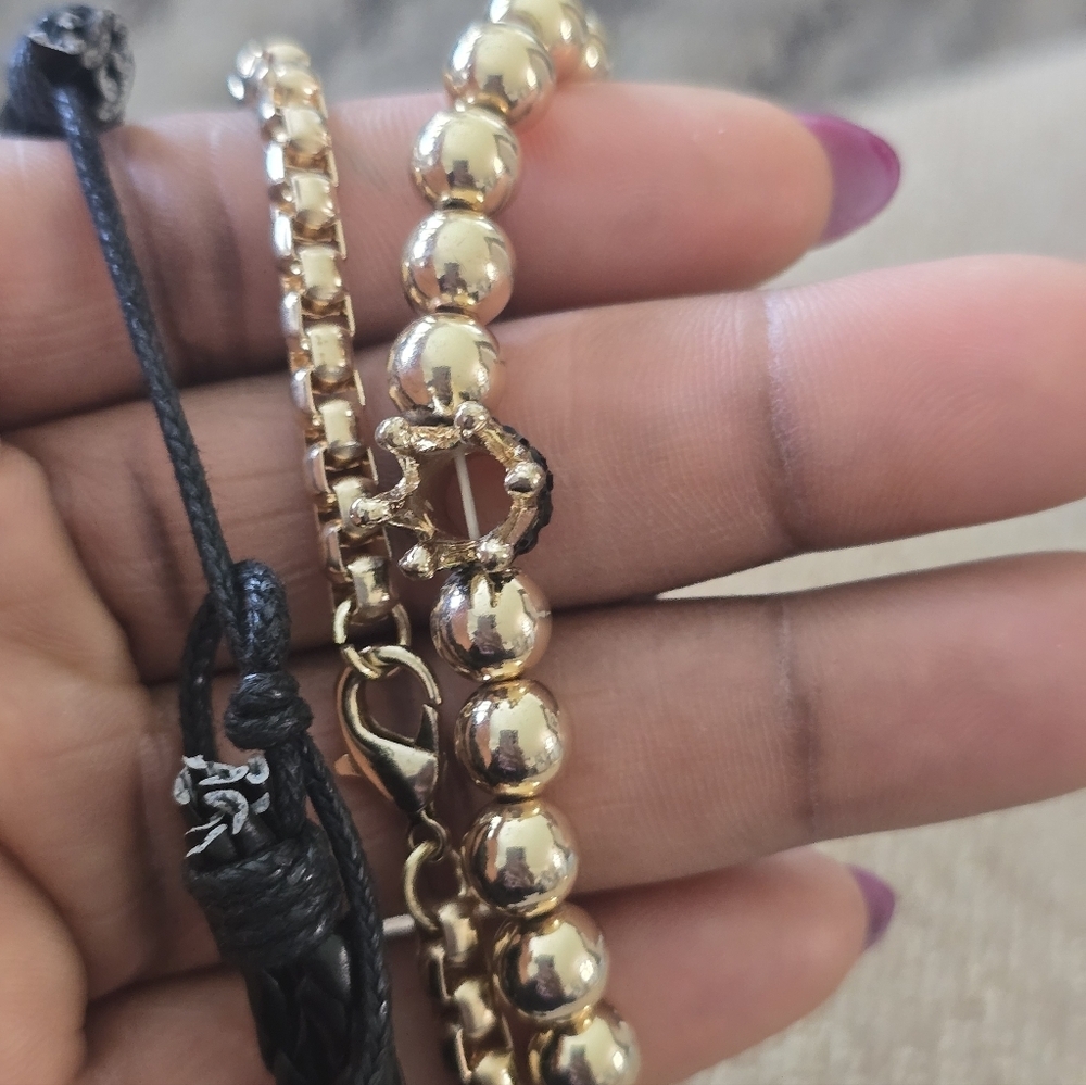 Macy's Black Gold Cross Bracelet Set Women New - Picture 3 of 7
